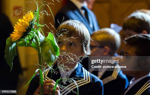 Singers of the Thomanerchor can be seen before the beginning of a motet in which the new Thomas's of the year 2017 participate for the first time in...