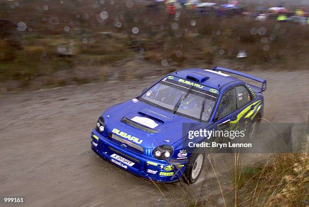 Richard Burns of England and Subaru in action during the final day of the Network Q Rally of Great Britain in Cardiff, Wales. DIGITAL IMAGE....