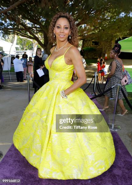 Holly Robinson Peete attends the HollyRod 20th Annual DesignCare at Cross Creek Farm on July 14, 2018 in Malibu, California.