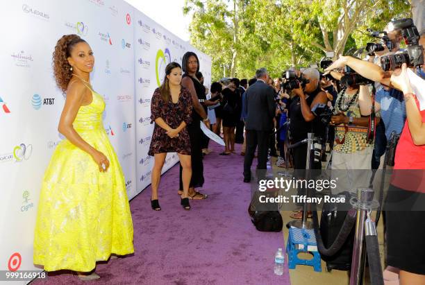 Holly Robinson Peete attends the HollyRod 20th Annual DesignCare at Cross Creek Farm on July 14, 2018 in Malibu, California.