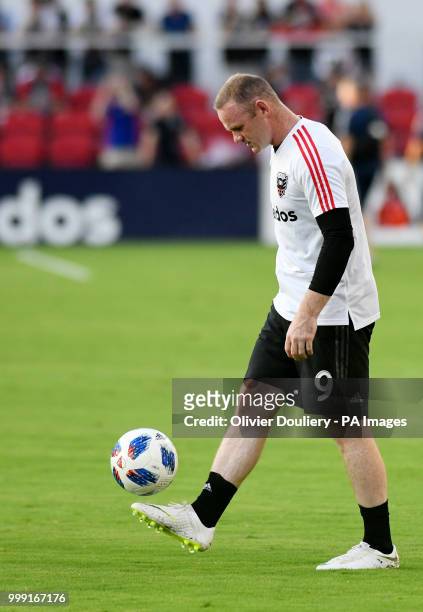 United player Wayne Rooney in action before the Major League Soccer match between D.C. United and Vancouver Whitecaps FC at the Audi Field Stadium on...