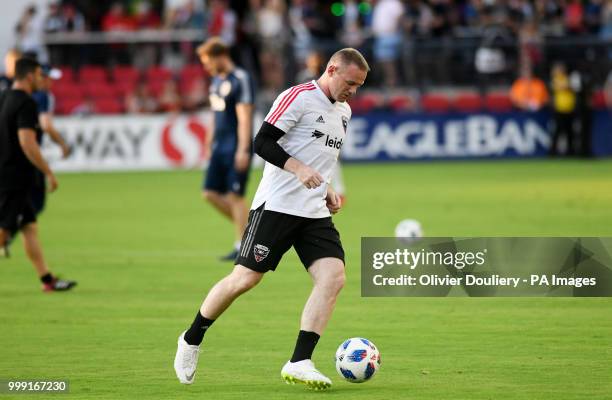 United player Wayne Rooney in action before the Major League Soccer match between D.C. United and Vancouver Whitecaps FC at the Audi Field Stadium on...