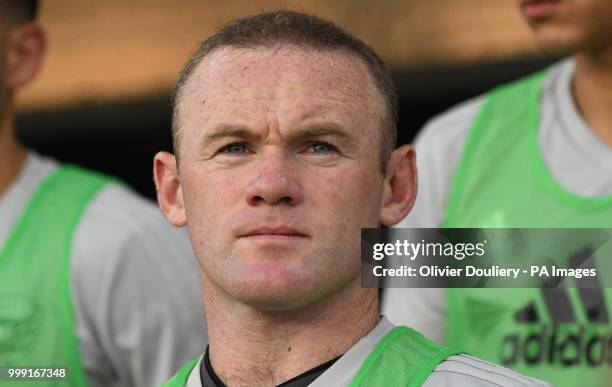 United player Wayne Rooney stands during the U.S National Anthem brfore the Major League Soccer match between D.C. United and Vancouver Whitecaps FC...