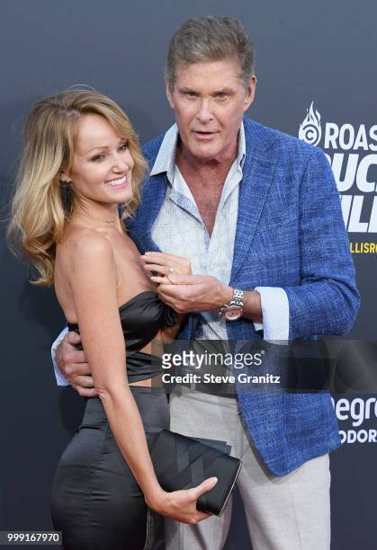 Hayley Roberts and David Hasselhoff attend the Comedy Central Roast of Bruce Willis at Hollywood Palladium on July 14, 2018 in Los Angeles,...