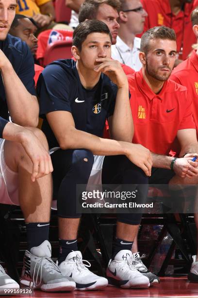 Grayson Allen of the Utah Jazz looks on during the game against the Memphis Grizzlies during the 2018 Las Vegas Summer League on July 14, 2018 at the...