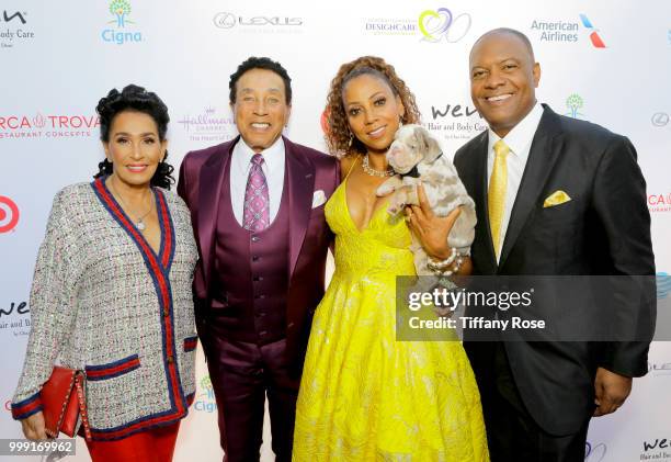 Frances Robinson, Smokey Robinson, Holly Robinson Peete and Rodney Peete attend the HollyRod 20th Annual DesignCare at Cross Creek Farm on July 14,...