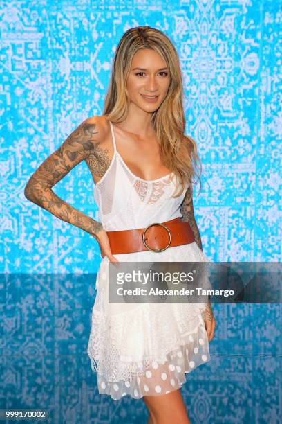 Jenna Yamamoto attends Luli Fama show during the Paraiso Fashion Fair at The Paraiso Tent on July 14, 2018 in Miami Beach, Florida.