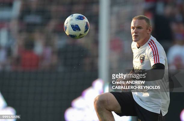 Wayne Rooney of DC United warms up before the DC United against the Vancouver Whitecaps FC match in Washington DC on July 14, 2018.