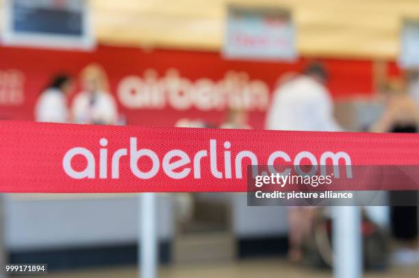 Barrier tape with the logo airberlin.com can be seen at Tegel Airport in Berlin, Germany, 15 August 2017. The airline Air Berlin filed for...