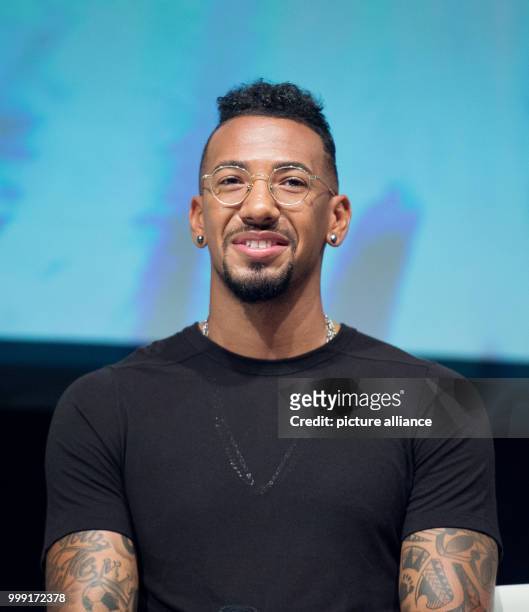 The German soccer player Jerome Boateng presents his second eyewear collection during a PR event in Hamburg, Germany, 15 August 2017. Photo: Daniel...