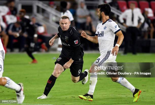 United player Wayne Rooney in action during the Major League Soccer match between D.C. United and Vancouver Whitecaps FC at the Audi Field Stadium on...