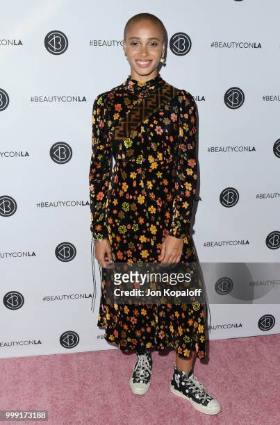 Adwoa Aboah attends Beautycon Festival LA 2018 at Los Angeles Convention Center on July 14, 2018 in Los Angeles, California.