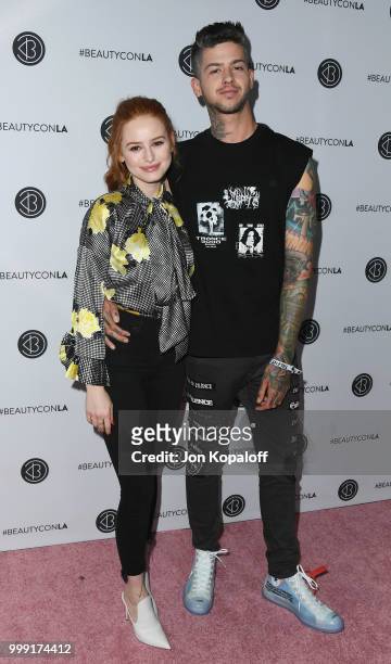 Madelaine Petsch and Travis Mills attend Beautycon Festival LA 2018 at Los Angeles Convention Center on July 14, 2018 in Los Angeles, California.