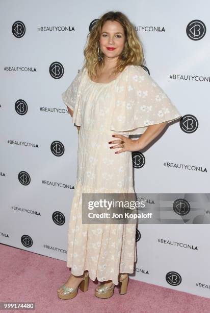 Drew Barrymore attends Beautycon Festival LA 2018 at Los Angeles Convention Center on July 14, 2018 in Los Angeles, California.