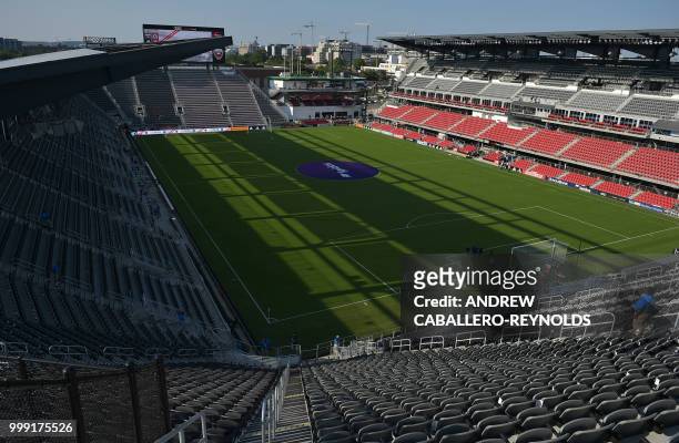 General view of the Audi Stadium before the DC United vs the Vancouver Whitecaps FC match in Washington DC on July 14, 2018.