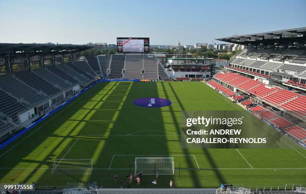 General view of the Audi Stadium before the DC United vs the Vancouver Whitecaps FC match in Washington DC on July 14, 2018.