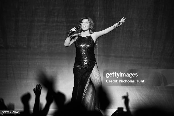 Canadian singer-songwriter Shania Twain performs at Barclays Center of Brooklyn on July 14, 2018 in New York City.