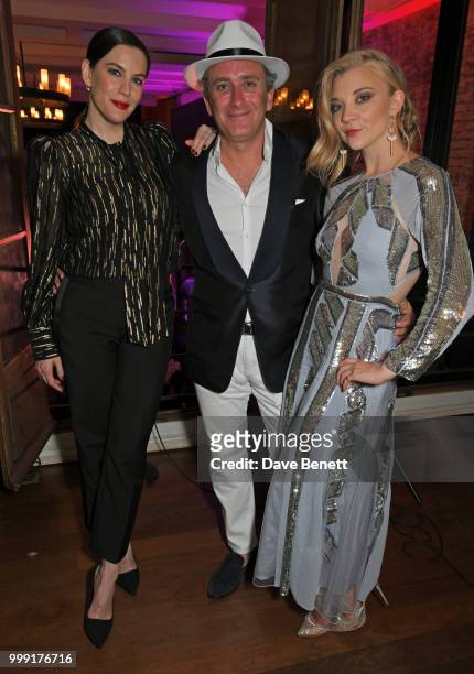Liv Tyler, Formula E CEO Alejandro Agag and Natalie Dormer attend the Formula E 1920's cocktail party hosted by Liv Tyler on the eve of the final...