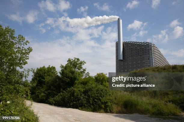 The construction site for the "Amager Ressource Center" waste incineration plant and an integrated ski slope, in Copenhagen, Denmark, 6 June 2017....