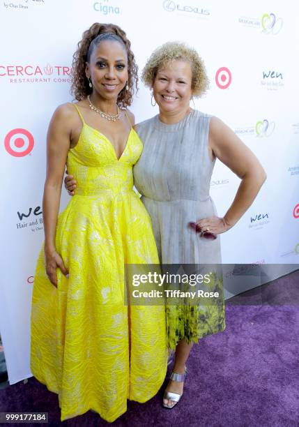 Holly Robinson Peete and Debra Lee attend the HollyRod 20th Annual DesignCare at Cross Creek Farm on July 14, 2018 in Malibu, California.