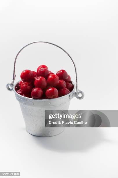 acerolas in a bucket - flavio coelho stock pictures, royalty-free photos & images