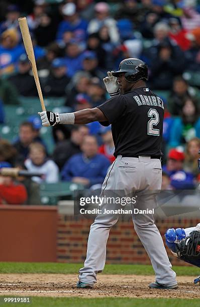 Hanley Ramirez of the Florida Marlins prepares to bat against the Chicago Cubs at Wrigley Field on May 12, 2010 in Chicago, Illinois. The Cubs...