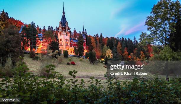 peles castle - sinaia stock pictures, royalty-free photos & images