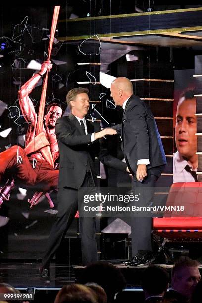 Edward Norton and Bruce Willis attend the Comedy Central Roast of Bruce Willis at Hollywood Palladium on July 14, 2018 in Los Angeles, California.