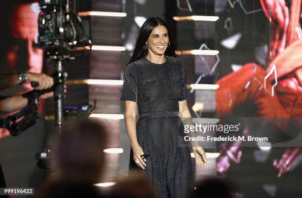 Demi Moore speaks onstage during the Comedy Central Roast of Bruce Willis at Hollywood Palladium on July 14, 2018 in Los Angeles, California.