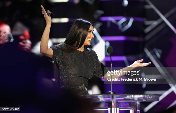 Demi Moore speaks onstage during the Comedy Central Roast of Bruce Willis at Hollywood Palladium on July 14, 2018 in Los Angeles, California.