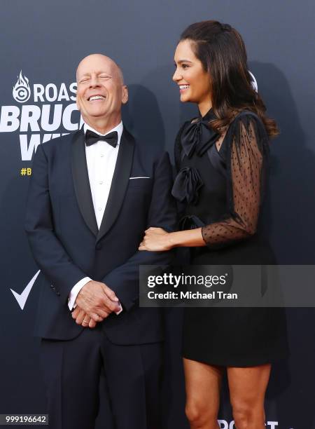 Bruce Willis and Emma Heming arrive to the Comedy Central "Roast of Bruce Willis" held on July 14, 2018 in Los Angeles, California.