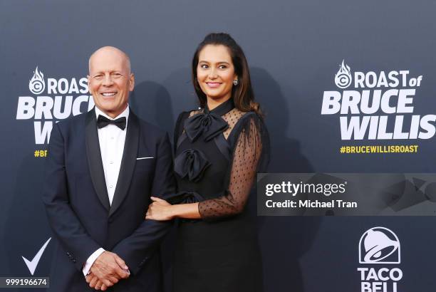 Bruce Willis and Emma Heming arrive to the Comedy Central "Roast of Bruce Willis" held on July 14, 2018 in Los Angeles, California.