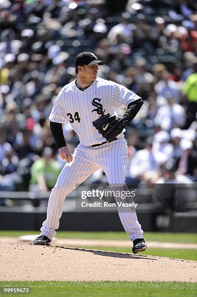 Gavin Floyd of the Chicago White Sox pitches against the Toronto Blue Jays on May 9, 2010 at U.S. Cellular Field in Chicago, Illinois. The Blue Jays...