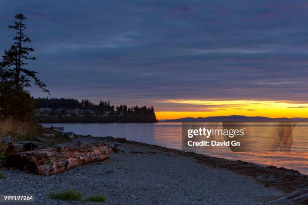 sunset at birch bay state park - sunset bay state park stockfoto's en -beelden