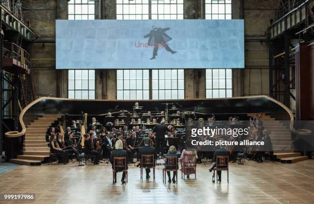 The Bochum Symphonic Orchestra playing during the general rehearsal of the Claude Debussy opera Pelléas et Mélisande at the Jahrhunderthalle in...