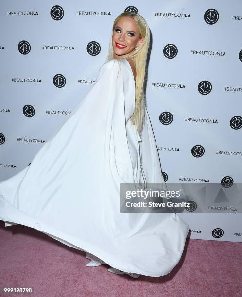 Gigi Gorgeous arrives at the Beautycon Festival LA 2018 at Los Angeles Convention Center on July 14, 2018 in Los Angeles, California.