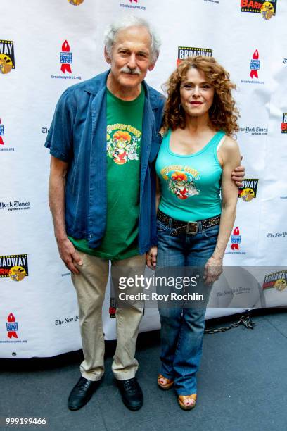 Victor Garber and Bernadette Peters attend the 2018 Broadway Barks at Shubert Alley on July 14, 2018 in New York City.