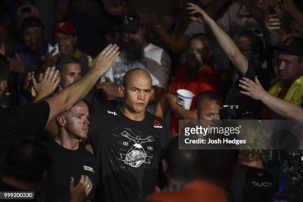 Junior Dos Santos of Brazil enters the arena prior to facing Blagoy Ivanov in their heavyweight fight during the UFC Fight Night event inside...