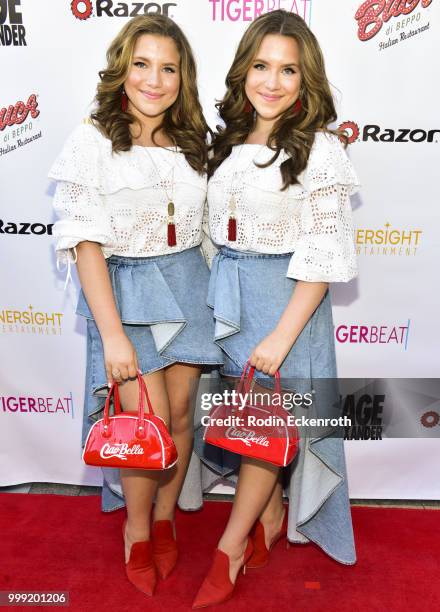 Chiara D'Ambrosio and Bianca D'Ambrosio attend the Sage Launch Party Co-Hosted by Tiger Beat at El Rey Theatre on July 14, 2018 in Los Angeles,...