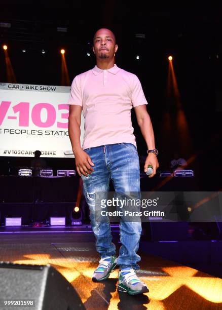 Rapper T.I. Performs onstage during 2018 V-103 Car & Bike Show at Georgia World Congress Center on July 14, 2018 in Atlanta, Georgia.