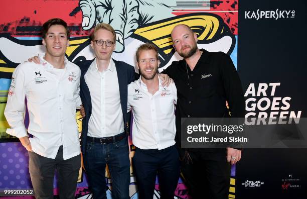 Alex Lynn, Sylvain Filippi, Sam Bird and D*Face are seen at "Art Goes Green" event at The New Museum in New York, organized by Kaspersky Lab in...