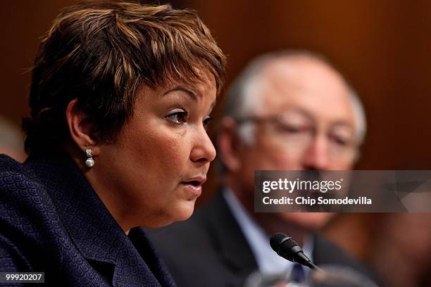 Environmental Protection Agency Administrator Lisa Jackson testifies about the government response to the oil spill in the Gulf of Mexico before the...