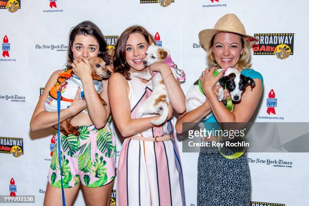 Arrett Wilbert Weed, Erika Henningsen and Kate Rockwell attend the 2018 Broadway Barks at Shubert Alley on July 14, 2018 in New York City.
