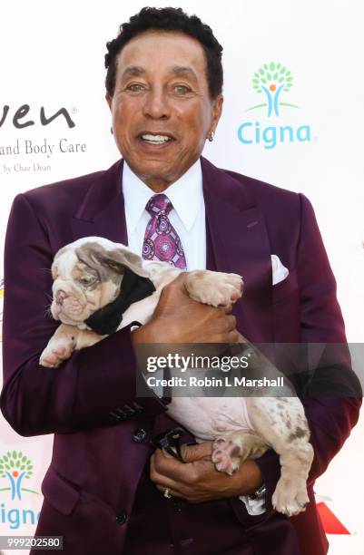 Singer Smokey Robinson attends The HollyRod Foundation's 20th Annual DesignCare Gala at Private Residence on July 14, 2018 in Malibu, California.