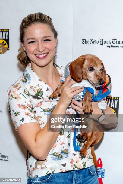 Melissa Benoist attends the 2018 Broadway Barks at Shubert Alley on July 14, 2018 in New York City.