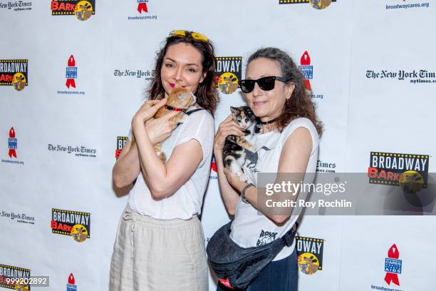 Katrina Lenk and Bebe Neuwirth attend the 2018 Broadway Barks at Shubert Alley on July 14, 2018 in New York City.