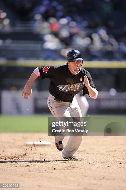 Mike McCoy of the Toronto Blue Jays runs the bases against the Chicago White Sox on May 9, 2010 at U.S. Cellular Field in Chicago, Illinois. The Blue...