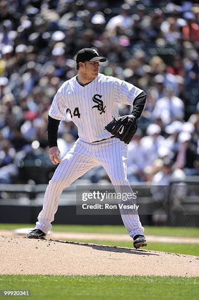 Gavin Floyd of the Chicago White Sox pitches against the Toronto Blue Jays on May 9, 2010 at U.S. Cellular Field in Chicago, Illinois. The Blue Jays...