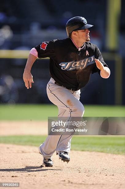 Mike McCoy of the Toronto Blue Jays runs the bases against the Chicago White Sox on May 9, 2010 at U.S. Cellular Field in Chicago, Illinois. The Blue...