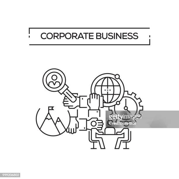 corporate business concept line icons - cnythzl stock illustrations